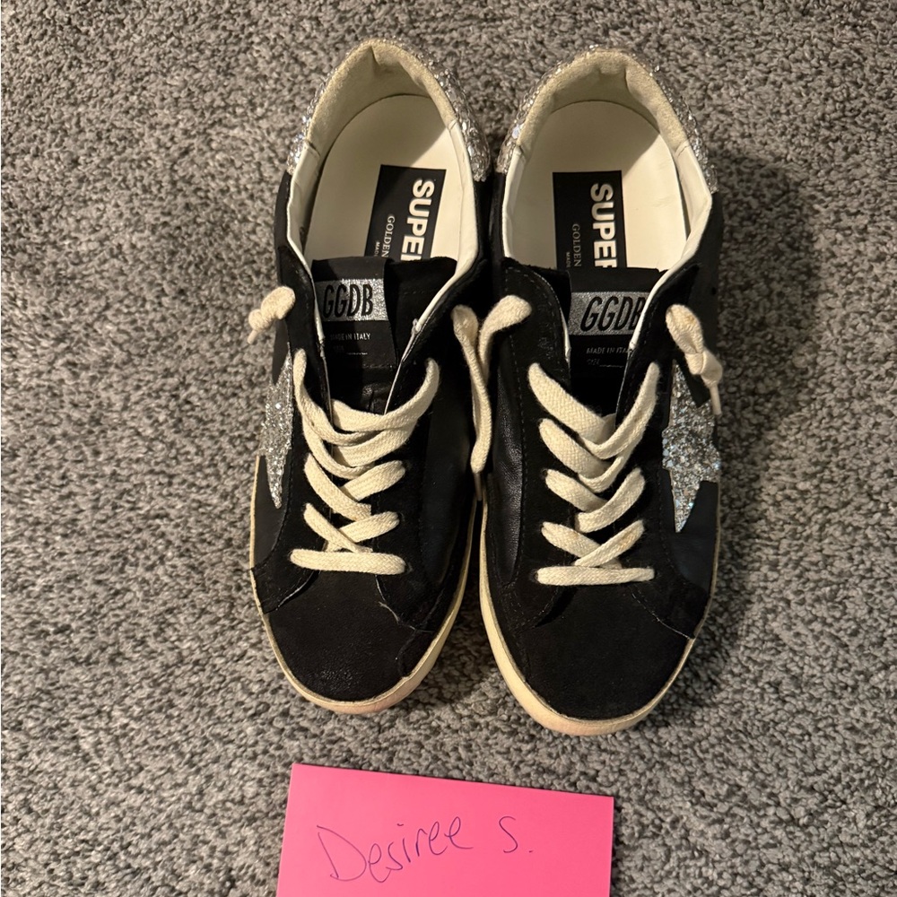 Golden Goose Black and Silver Star Sneakers